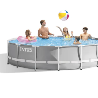 Piscina Estructural Redonda INTEX Prism Frame 427 x 107 cm, 12.706L. Con Bomba, Escalera y Cobertor