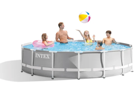 Piscina Estructural Redonda INTEX Prism Frame 427 x 107 cm, 12.706L. Con Bomba, Escalera y Cobertor