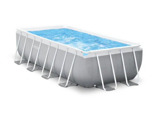 Piscina Estructural Prism Frame INTEX, 488 x 244 x 107 cm, 10.874L, con Bomba, Escalera, Cobertor y Tapiz