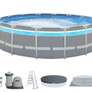 Piscina Estructural Redonda INTEX Prism Frame Clearview Ventana Panorámica 488 x 122cm, 19.156L