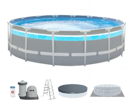 Piscina Estructural Redonda INTEX Prism Frame Clearview Ventana Panorámica 488 x 122cm, 19.156L