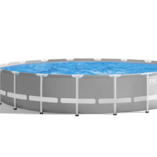 Piscina Estructural Redonda INTEX Prism Frame 5.49mx1.22m, 24.311L, con Bomba, Escalera, Cobertor y Tapiz
