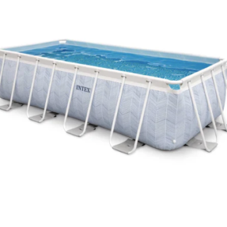 Piscina Estructural Rectangular INTEX Prism Frame Chevron 4x2x1 m, 6.836L, com Bomba y Escalera