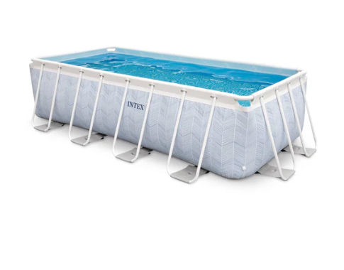 Piscina Estructural Rectangular INTEX Prism Frame Chevron 4x2x1 m, 6.836L, com Bomba y Escalera