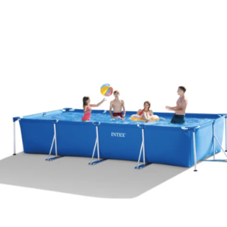 Piscina Estructural Rectangular INTEX Metal Frame, 4.50m x 2.20m x 84cm, 7.127L, con Bomba