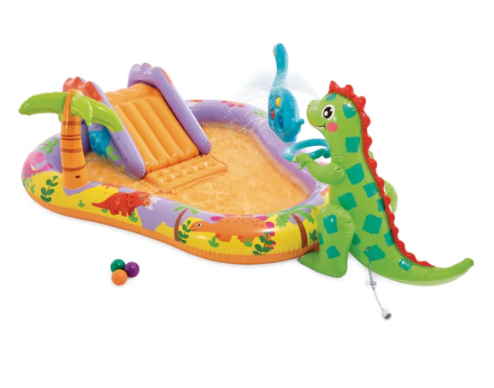 Piscina Centro de Juegos Acuático Inflable INTEX Dino Park con Tobogán