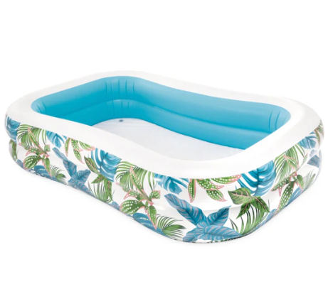 Piscina Inflable Tropical con Estampado de Hojas y Tapón de Desagüe 229 x152 cm, 600L